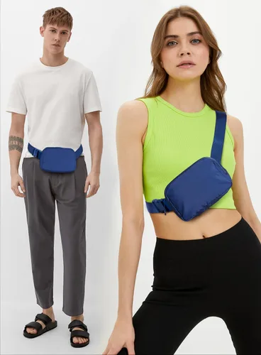 Miniatura 2 de Meyfancy Riñonera para mujer, riñoneras, bolsas cruzadas con correa ajustable para correr, viajar, entrenar, impermeable, Azul (Peacock)