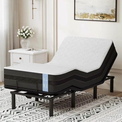 Miniatura 11 de FLEXISPOT Base de cama ajustable individual XL + colchón de espuma viscoelástica de gel refrescante de 12 pulgadas, masaje, inclinación de cabeza