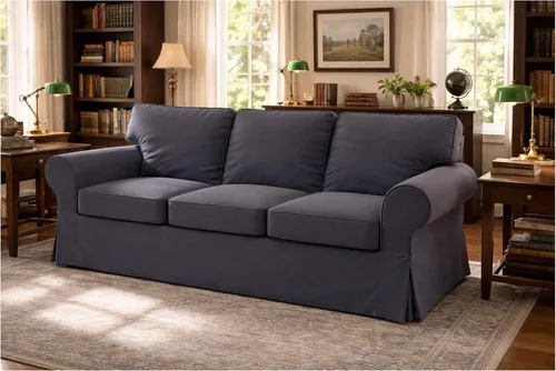 Miniatura 4 de Funda de sofá de algodón pesado UPPLAND (no EKTORP) para sofá Loveseat, reemplazo compatible con funda de sofá IKEA UPPLAND (Uppland Loveseat Azul)