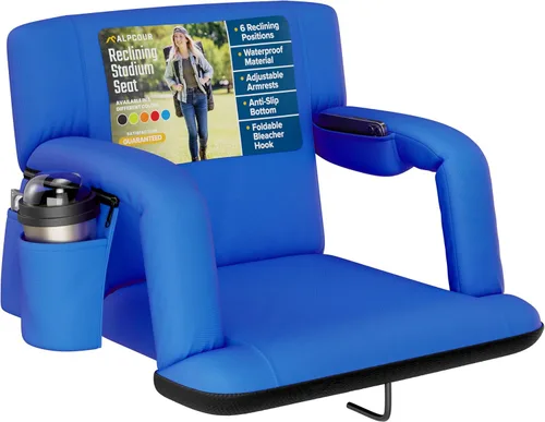 Miniatura 17 de Alpcour Asiento plegable para estadio – Silla de apoyo para adultos amplios reclinables de lujo para adultos para blanqueadores – Mejor extra grueso