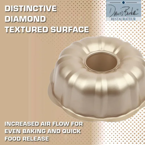 Miniatura 4 de David Burke Molde para hornear estriado de 9" - Molde para pasteles Bundt de acero al carbono - Bronce