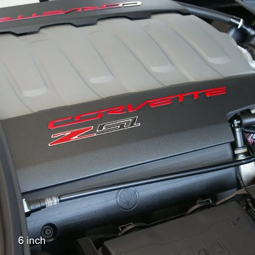 Miniatura 5 de West Coast Corvette / Camaro C6, C7, C8 Z51 Emblema de pastinaca en relieve, adhesivo con aspecto de fibra de carbono y detalles cromados