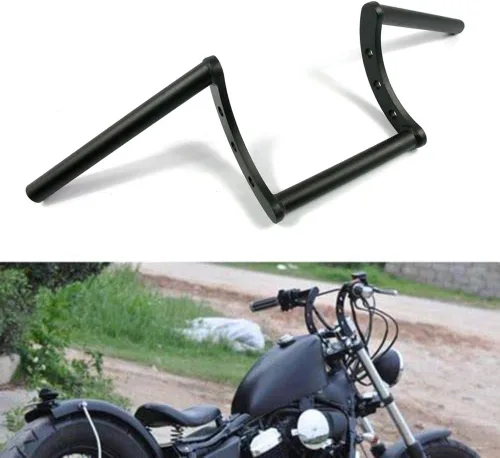 Miniatura 12 de Manubrio para Motocicleta 1 pulgada 25mm Ace Cafe Racer Clubman Compatible con Harley Sportster XL883 XL1200 (Negro Bajo)