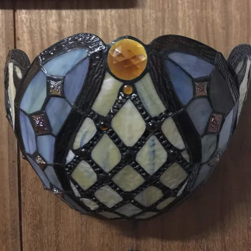 Miniatura 3 de Bieye L10816 Cadena de bolas de latón barroca estilo Tiffany apliques de pared de vidrieras luz nocturna para sala de estar, dormitorio, decoración