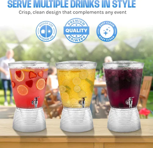 Miniatura 8 de Dispensador de bebidas para fiestas (2.5 galones), dispensador de agua de plástico grande para encimeras, sin ensuciar, fácil de montar y lavar