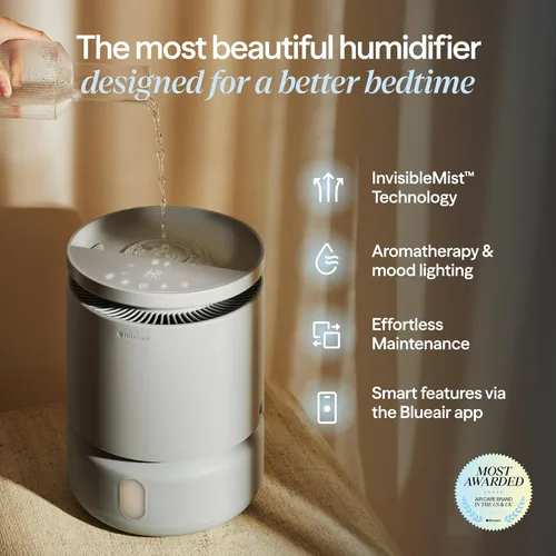 Miniatura 2 de BLUEAIR DreamWell - Humidificador de habitación – 48 horas de llenado superior sin niebla InvisibleMist Tecnología Piedra aromática para aceites Gris