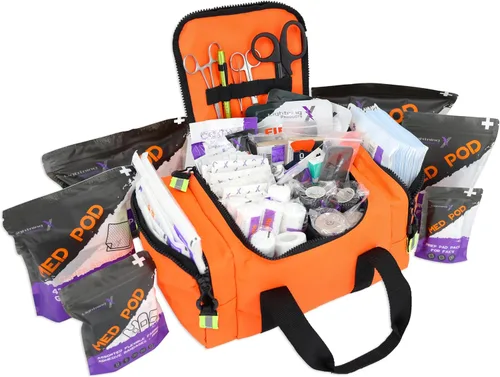Lightning X Value Compact Medic First Responder EMS/EMT Bolsa de trauma compacta con kit básico de primeros auxilios A - Naranja