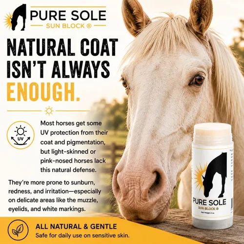 Miniatura 7 de Protector solar para caballos – Pure Sole Sun Block Cream Protege la piel rosa sensible del sol, quemaduras de viento y deslumbramiento de nieve