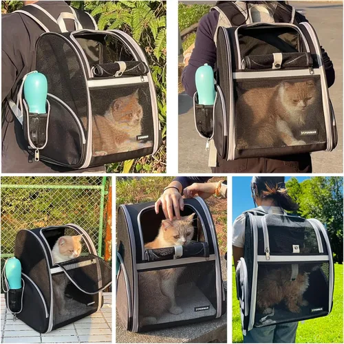 Miniatura 9 de Mochila transportadora para gatos para perros pequeños y gatos medianos, cachorro, gatito, conejo, mochila plegable con malla totalmente ventilada