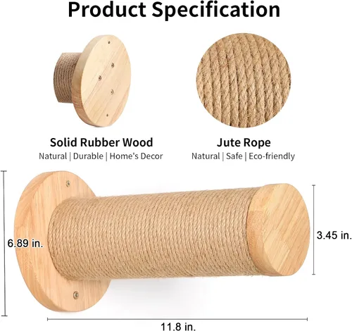 Miniatura 2 de FUKUMARU Muebles de pared para gatos, escalones para paneles de yeso, escaleras de gatitos para montar en la pared con estante de yute para gatitos