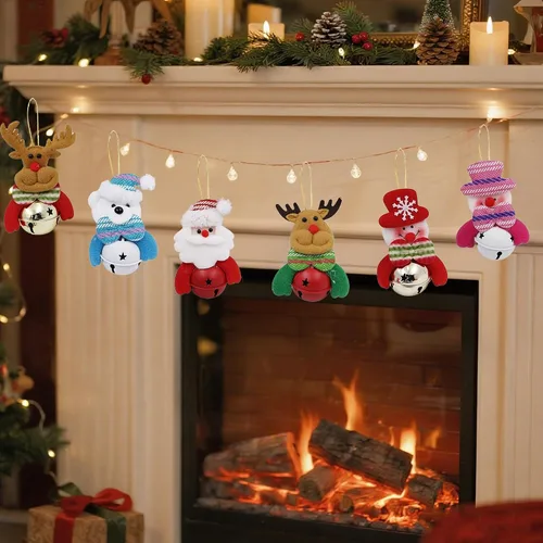 Miniatura 6 de Happy Trees Juego de adornos de felpa para árbol de Navidad para decoración de fiesta en el hogar, muñeco de nieve colgante de Navidad, alce, Papá