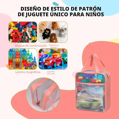 Miniatura 5 de Paquete de 4 bolsas de almacenamiento de malla extra grandes con cremallera para juguetes (11.8 x 9.8 x 5.2 pulgadas), organizador de almacenamiento