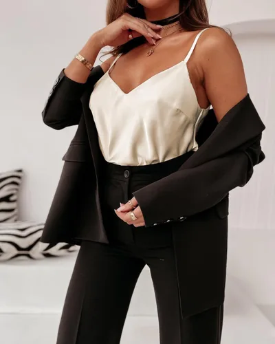 Miniatura 2 de miduo Camisetas sin mangas de satén con cuello en V para mujer, camisetas de moda para verano, blusas sin mangas