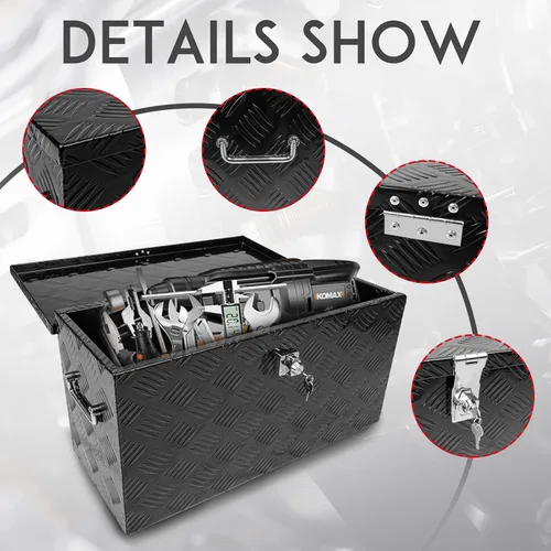 Miniatura 4 de Caja de herramientas de 24 pulgadas, caja plana para camioneta, organizador de almacenamiento para RV, caja de herramientas para camión con asa