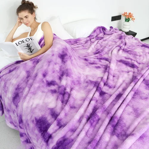 Miniatura 13 de Manta Suave Mantas Ligeras de Forro Polar Manta de Sofá Grande para Cama Queen Manta de teñido anudado