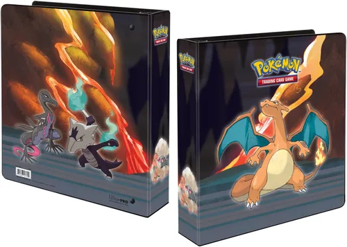 Ultra PRO - Serie Gallery: Álbum de 2" Scorching Summit para Pokémon ft. Charizard, Salazzle, Torkoal y Alolan Marowak, combínalo con páginas de 9
