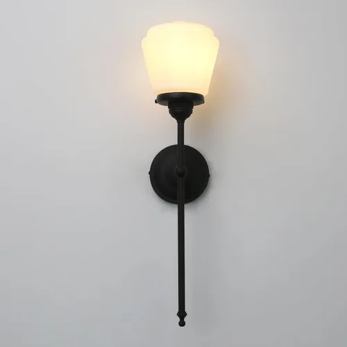 Miniatura 8 de Pathson Modern Wall Sconce Light with Milk White Glass, Hardwired Bathroom Wall Vanity Lamp, Mid-Century Rustic Decor for Living Room Bedroom