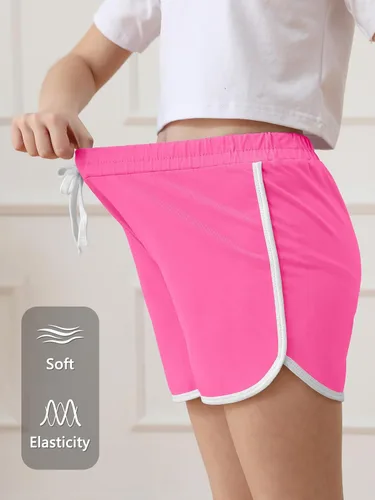 Miniatura 4 de Resinta Paquete de 5 pantalones cortos deportivos de algodón para niñas, pantalones cortos de correr activos, pantalones cortos de verano para niños