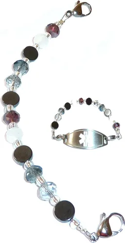 Hidden Hollow Beads Pulsera de repuesto intercambiable artística para mujer, 6.5 o 5.5 pulgadas de largo, identificación de alerta médica