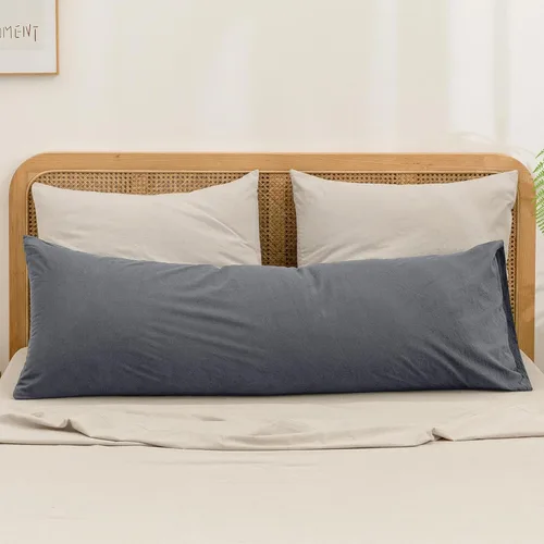 Miniatura 50 de BESTOUCH 100% Algodón Lavado Funda de Almohada para Cabello y Piel, Sensación de Lino, Suave, Cómoda, Transpirable, Juego de 2 Fundas de Almohada