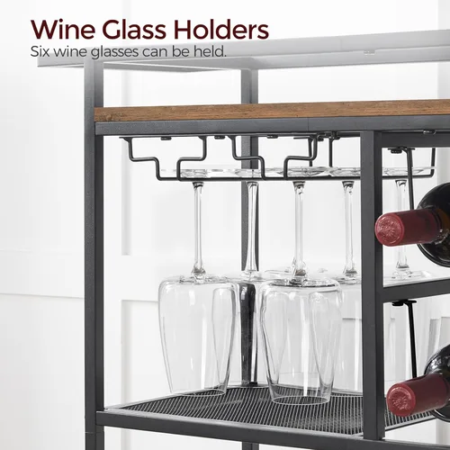 Miniatura 9 de MAHANCRIS Carrito de bar para el hogar, carrito de servicio de 3 niveles con ruedas y asa, carrito de bebidas con estante para vino y soportes