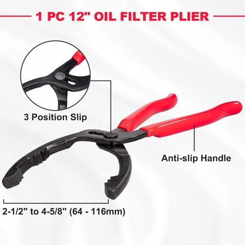 Miniatura 8 de Spurtar Juego de llaves giratorias para filtro de aceite de 5 piezas Ajustable Llave de 2-3/4" a 5-1/4" (70-133mm) Herramienta universal de 12