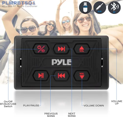 Miniatura 3 de Pyle Paquete de controlador Bluetooth inalámbrico para automóvil, receptor multimedia Bluetooth con amplificador y accesorios para automóvil