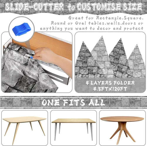 Miniatura 3 de Mantel medieval de pared de piedra de ladrillo con caja cortadora, fundas de mesa de plástico desechables, fondo gris antiguo, fondo gris antiguo
