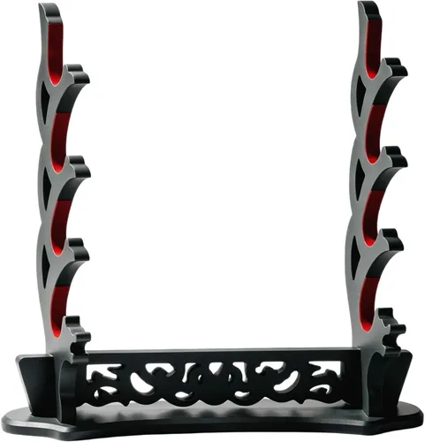 Miniatura 10 de Soporte de espada con patrón hueco, soporte de exhibición de varitas Katana, soporte de soporte de espada samurai (1 nivel)