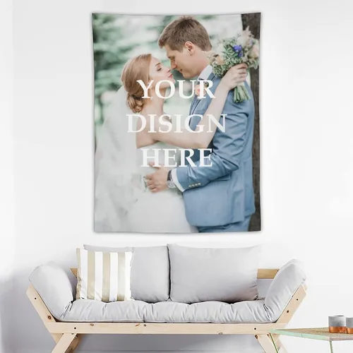 OHORTEB Tapiz vertical personalizado con foto y nombre, colgante de pared personalizado para bodas, cumpleaños, día del padre, día de la madre, el