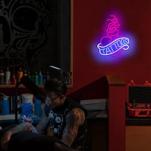 Miniatura 6 de Letrero de neón de tatuaje para decoración de pared, luces LED para sala de estudio, decoración de tatuajes, letreros de neón estéticos