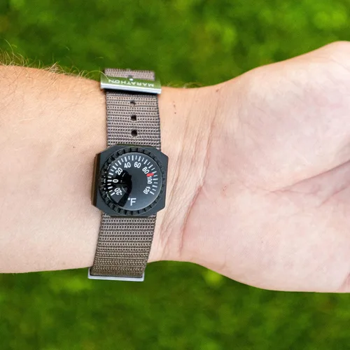 Miniatura 3 de Termómetro de muñeca deslizable Sun Company - Termómetro de esfera fácil de leer para pulsera de reloj o pulsera de supervivencia de paracord