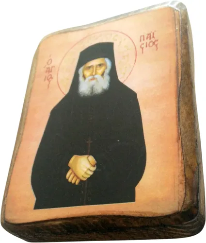 Miniatura 2 de Icono de madera griego cristiano ortodoxo madera de San Paisios / A0
