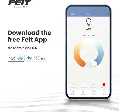Miniatura 7 de Feit Electric Lámpara empotrable inteligente WiFi de 4 pulgadas con caja de conexión, RGBW que cambia de color + blanco sintonizable, compatible