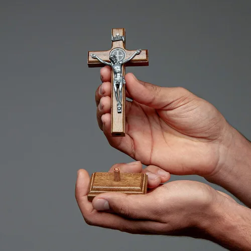 Miniatura 6 de Intercession Crucifijo de cruz de madera para pared y mesa (5 pulgadas - ónix)
