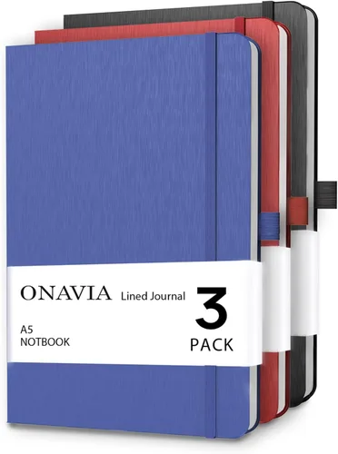 Miniatura 9 de ONAVIA Cuaderno rayado A5, cuaderno de notas con rayas universitarias de 7mm, diario para escribir, trabajo, escuela, viajes y toma de notas, tapa