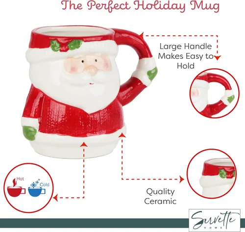 Miniatura 4 de Servette Home Tazas navideñas de invierno de 16 oz - Taza de Papá Noel de invierno