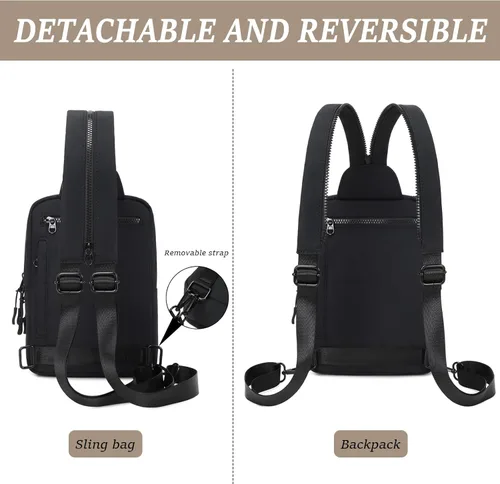 Miniatura 5 de MYHOZEE - Bolsa para colgarse, mochila con bandolera, bolso - 2 en 1 de nailon con bolsillo para pañales con toallitas, bolsillo para botella