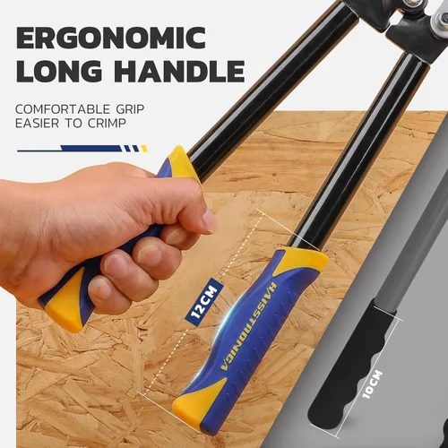 Miniatura 6 de haisstronica Kit de herramientas de engaste de cable de batería resistente, trinquete hexagonal de mango extendido para terminales de cobre