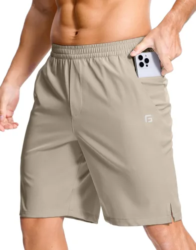 Miniatura 42 de GGJ Pantalones cortos deportivos ligeros para hombre con 2 bolsillos con cremallera de 7/5/9 pulgadas, pantalones cortos de tenis de secado rápido