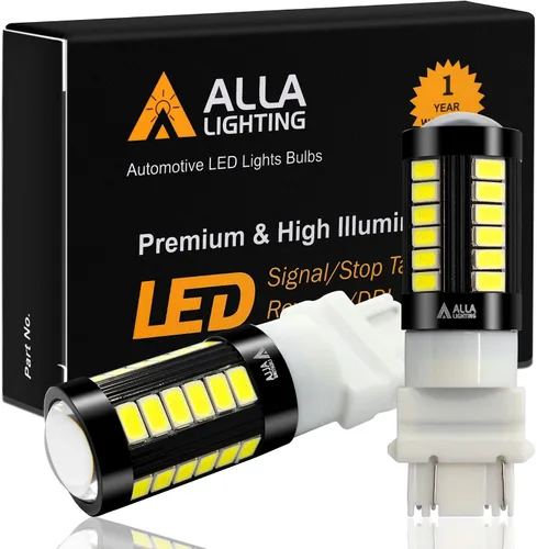Miniatura 9 de Alla Lighting Bombillas LED T25 3156 3157 de 2800lm, Blanco Reversa/Señal/Freno/Cola Luces DRL 4114 3056 4057 4157 3457K 3057 6000K Xenon Xtreme