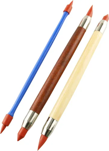 Tegg Pinceles para moldear arcilla, 3 piezas de doble cabeza con punta de goma, moldeadores de bolígrafos de arcilla para arte de uñas, tallar,