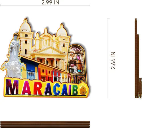Miniatura 3 de Maracaibo Venezuela - Imán de madera 3D para nevera, recuerdos coleccionables, decoración hecha a mano, artesanías, 2