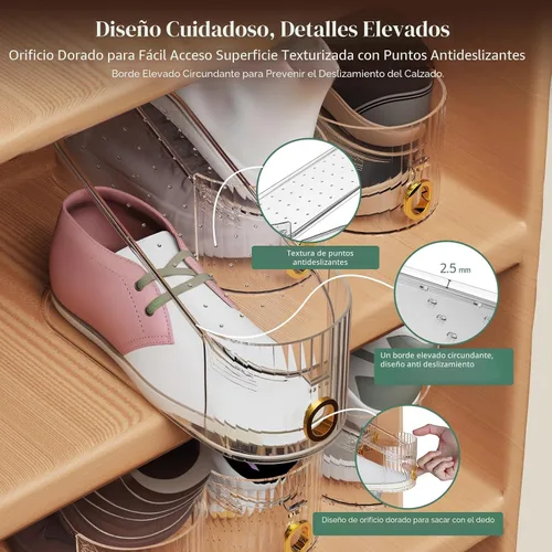 Miniatura 5 de Paquete de 10 organizadores transparentes de ranura para zapatos, apilador de zapatos para un par de zapatos, ajustable de doble capa gruesa y 50%