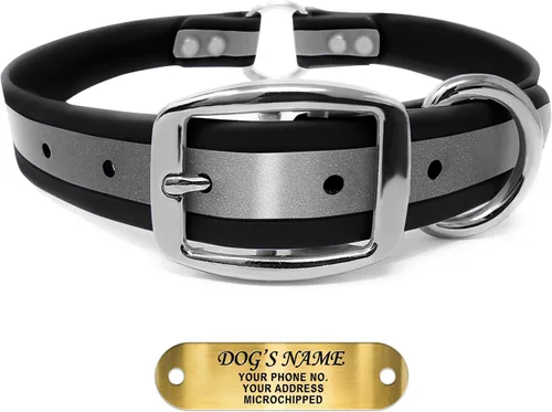 Miniatura 18 de Regal Dog Products Collar de Perro Reflectante Rosa Grande con Placa de Nombre Grabada Personalizada y Anillo Central de Servicio Pesado Collares