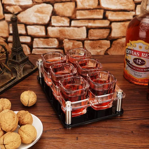 Miniatura 4 de D&Z Juego de vasos de chupito con bandeja de chupito, vasos de chupito de 2 onzas divertidos para whisky/vodka/cóctel, regalo de 21 cumpleaños