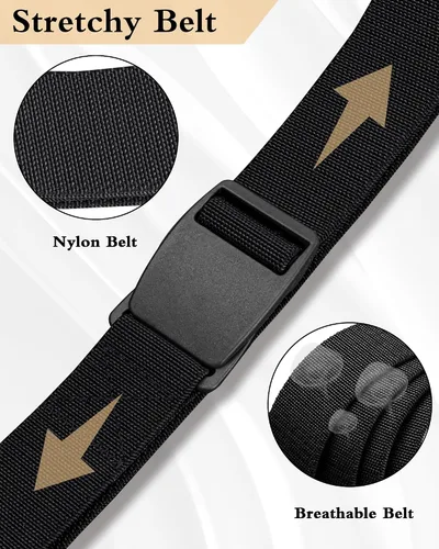 Miniatura 2 de Cinturón de nylon libre de metal para hombres correa militar extensible web con hebilla de plástico
