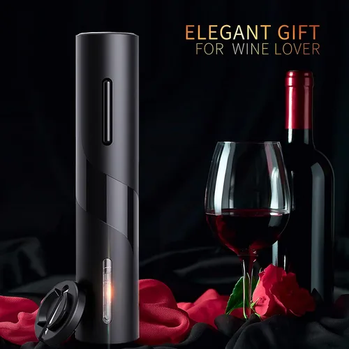 Miniatura 6 de Abridor eléctrico de botellas de vino, abridor automático de sacacorchos de vino, funciona con pilas. Abridor de botón de un clic con cortador