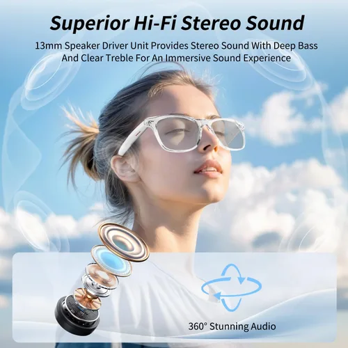 Miniatura 3 de Lentes inteligentes, lentes Bluetooth AI para mujeres/hombres con traducción instantánea e interpretación en 144 idiomas, lentes de transición