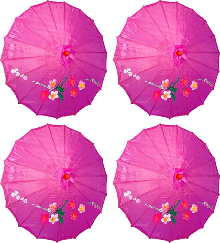 Miniatura 10 de TJ Global Paquete de 4 paraguas chino japonés de 33 pulgadas para bodas, fotografías, disfraces, cosplay, decoración y otros eventos, 4 sombrillas